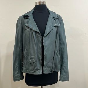 Lucky brand green leather jacket. Size medium. Worn once!